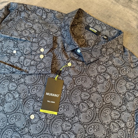 Murano Other - Murano Performance Button Up Shirt Mens 4XT Black Paisley Stretch Quick Dry NWT